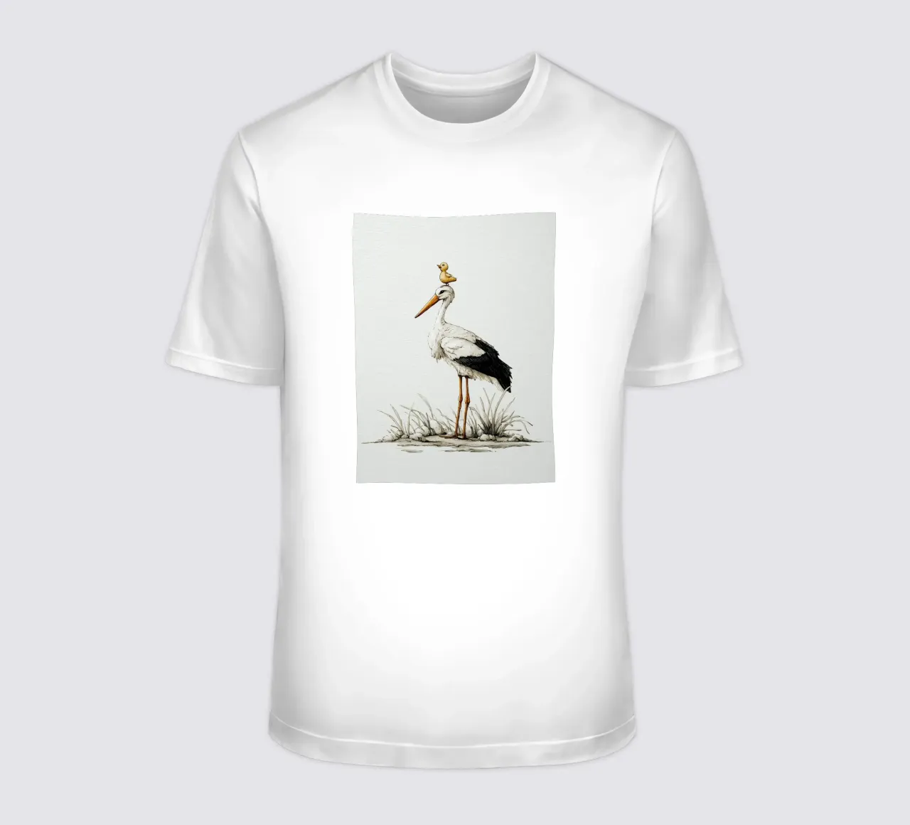 Cicogna a sonagli con anatroccolo t-shirt da Carinaprint