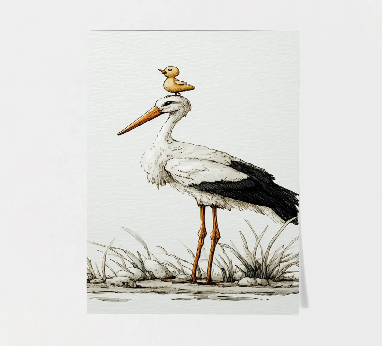 Rattling stork with duckling sticker sheet by Carinaprint