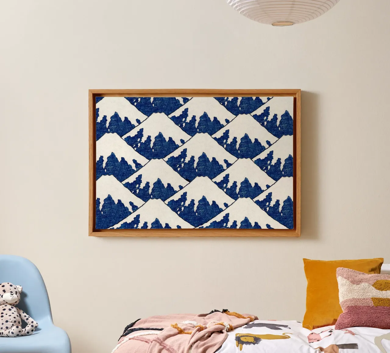 Hokusai Iconic Mount Fuji Pattern Japanese Print canvas with Floater frame by NorwesClub