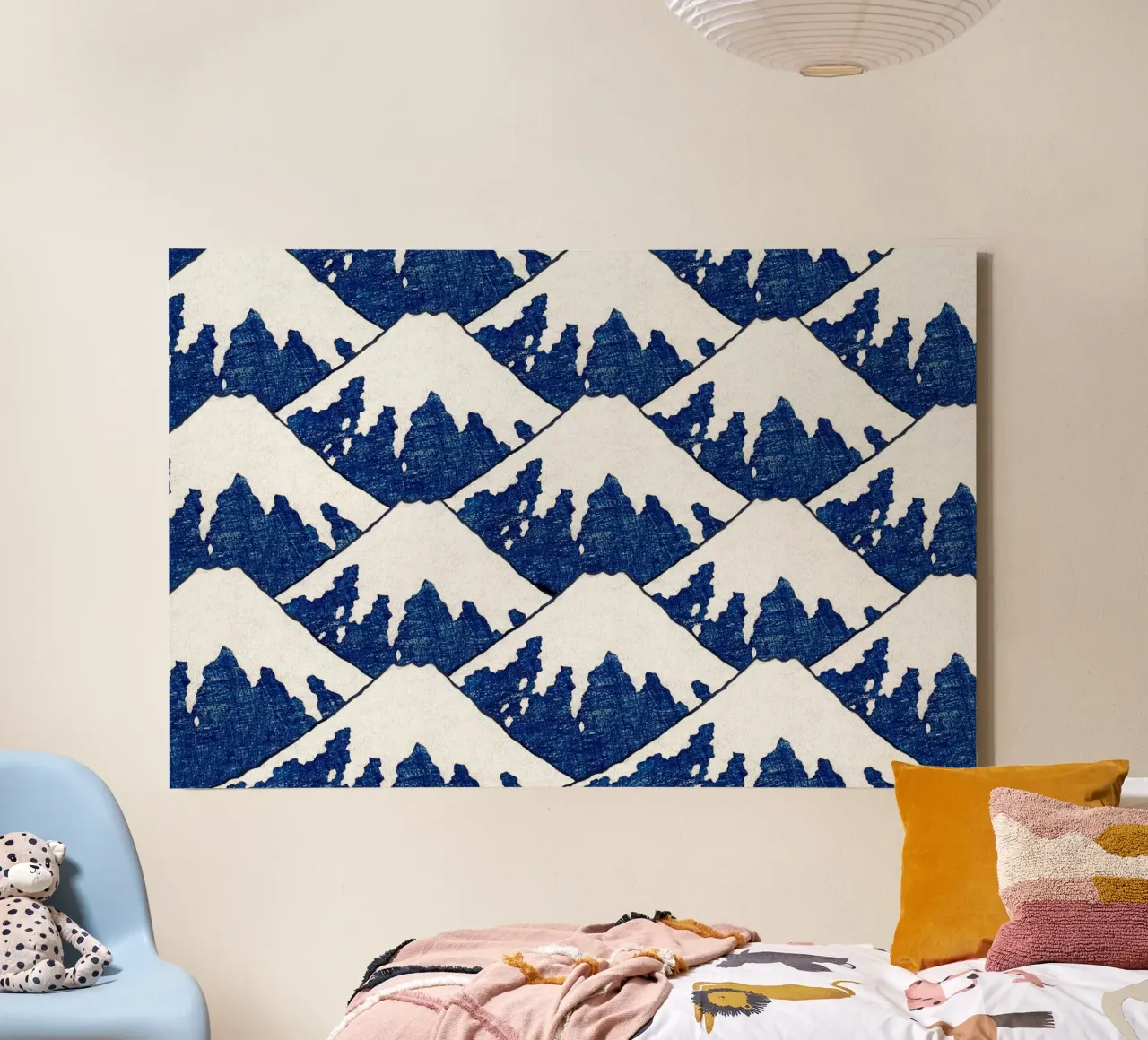 Hokusai Iconic Mount Fuji Pattern Japanese Print canvas with Floater frame by NorwesClub