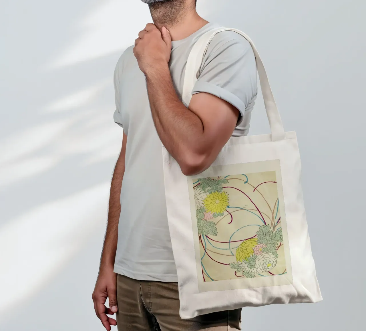 Shin-Bijutsukai - Floral Lines borsa in juta da Vintage by JUNIQE