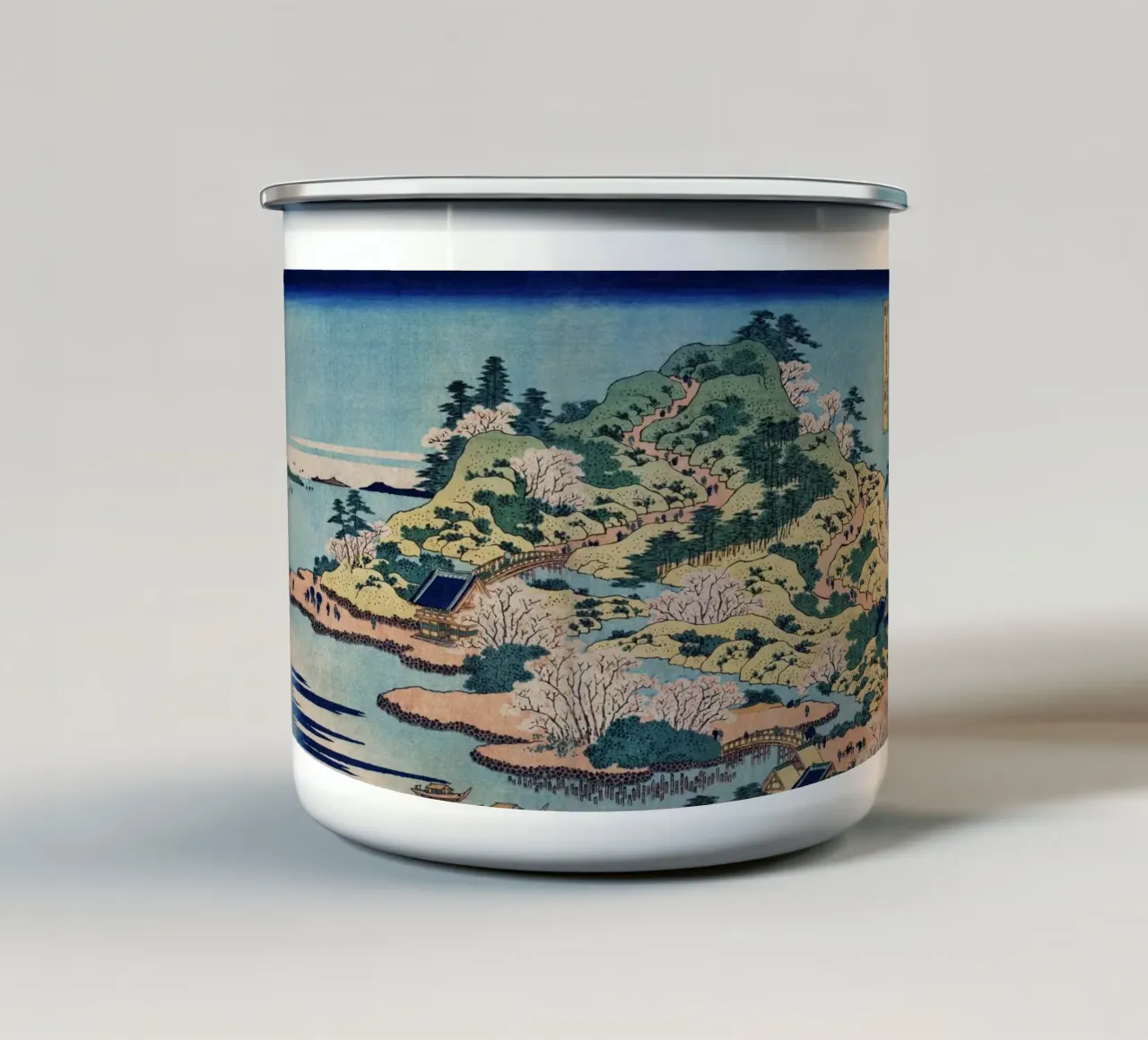 Hokusai Japanese Coastal Landscape Traditional Print enamel mug by NorwesClub