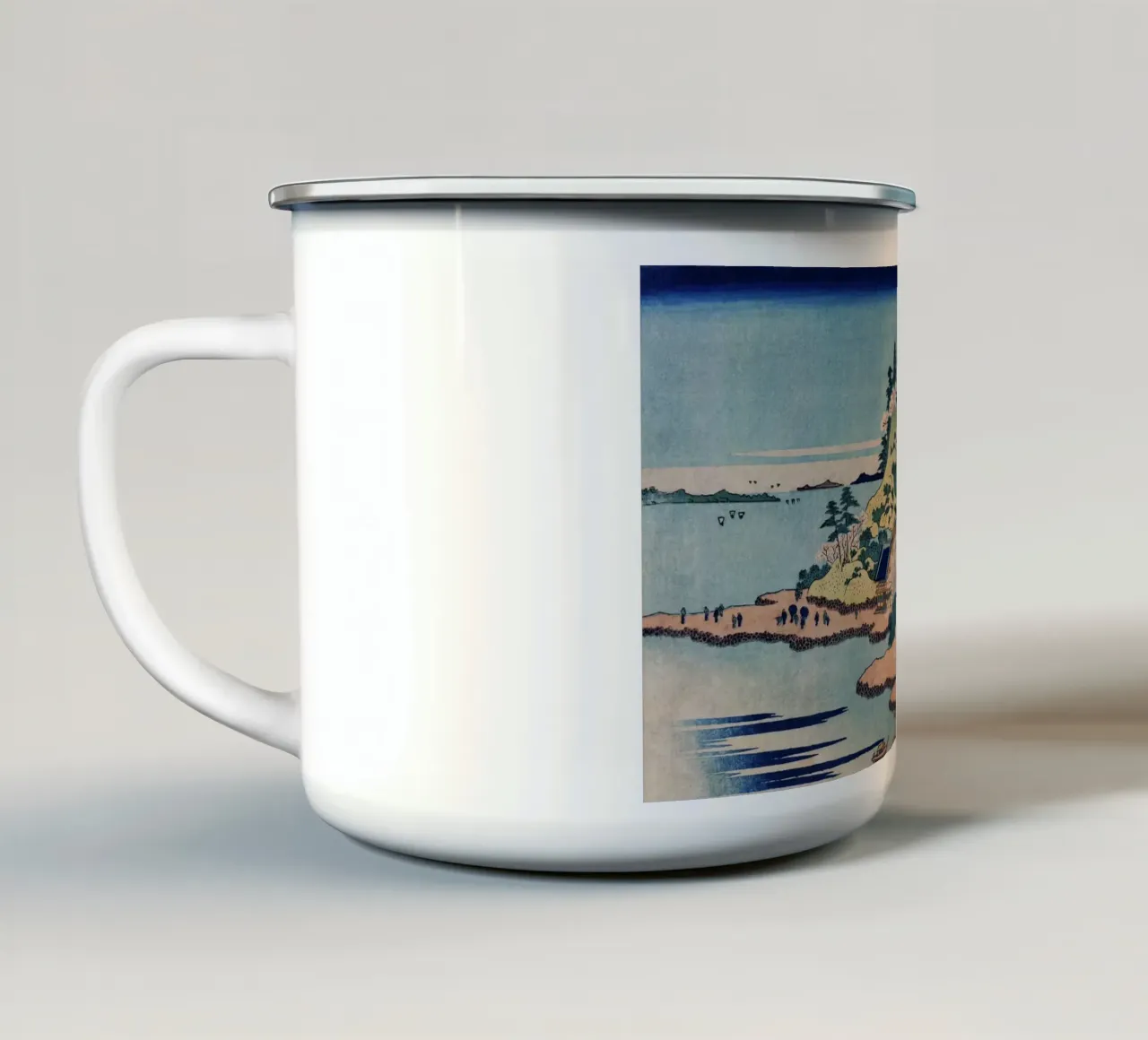 Hokusai Japanese Coastal Landscape Traditional Print enamel mug by NorwesClub