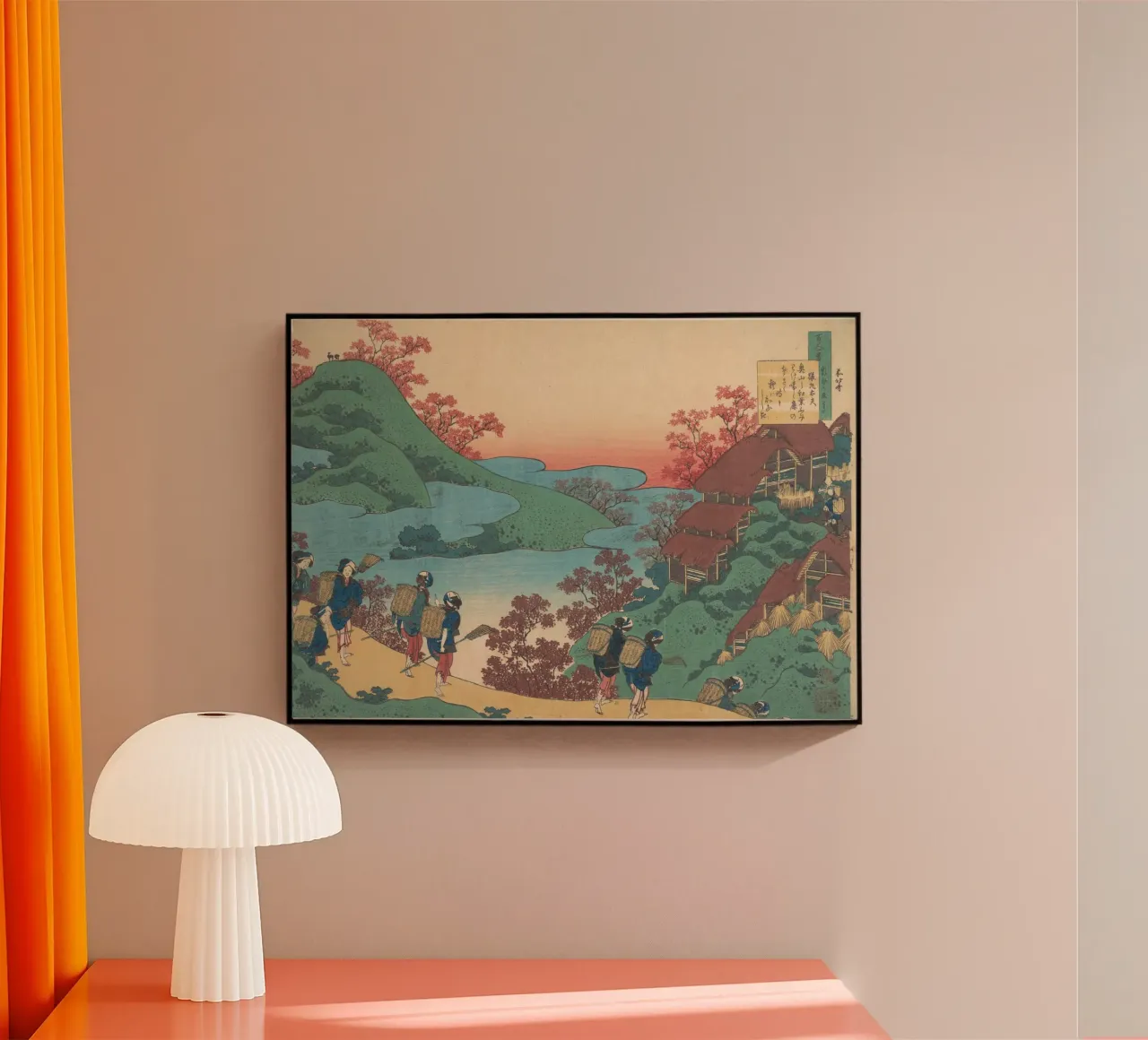 Hokusai Japanese Landscape Travellers Traditional Print acrylic glass by NorwesClub