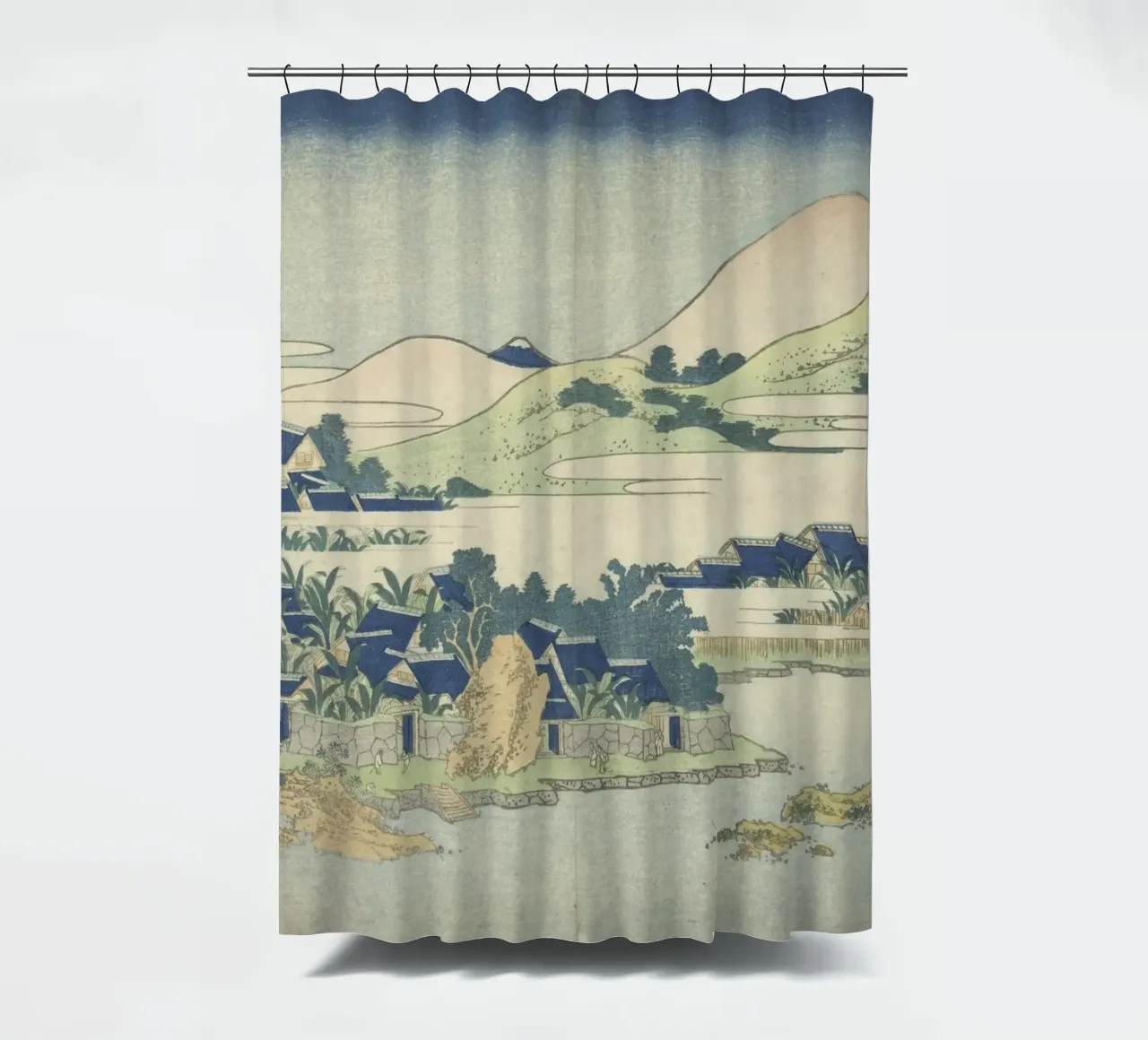 Hokusai Ryūkyū Islands Landscape Traditional Print shower curtain by NorwesClub