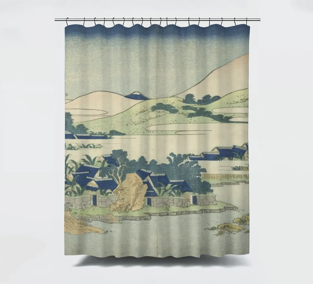 Hokusai Ryūkyū Islands Landscape Traditional Print shower curtain by NorwesClub