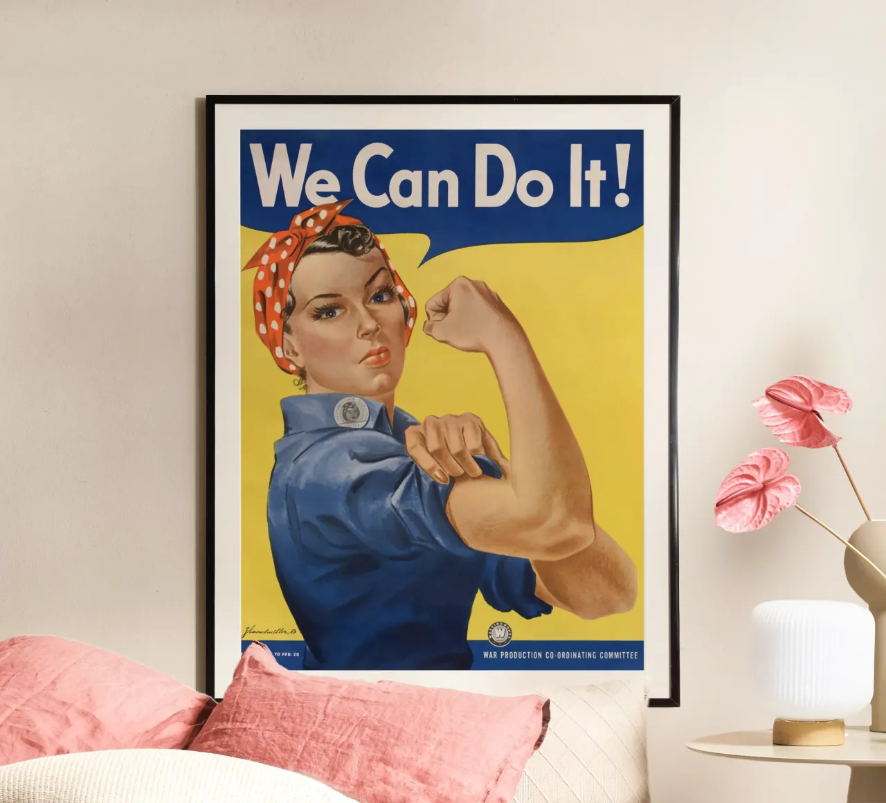 J. Howard Miller - Possiamo farcela! Rosie la rivettatrice (1943) poster con telaio in legno da Wirla