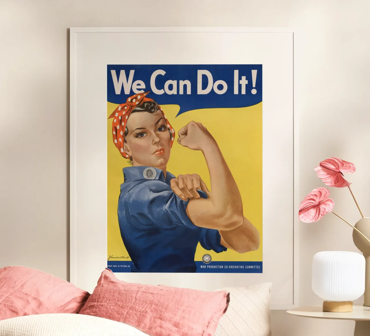 J. Howard Miller - Possiamo farcela! Rosie la rivettatrice (1943) poster con telaio in legno da Wirla
