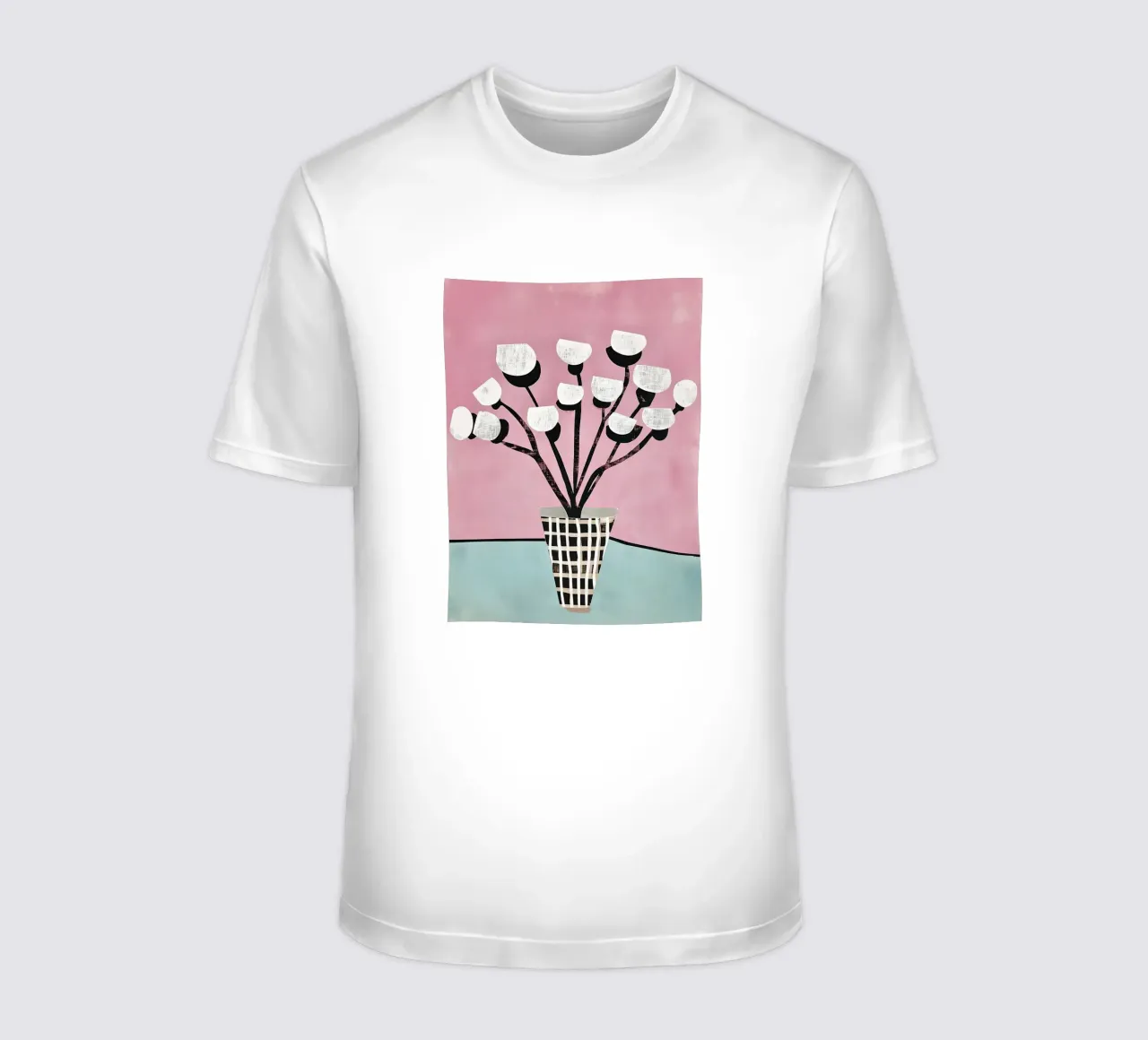 Idillio floreale in un vaso a scacchiera t-shirt da Carinaprint