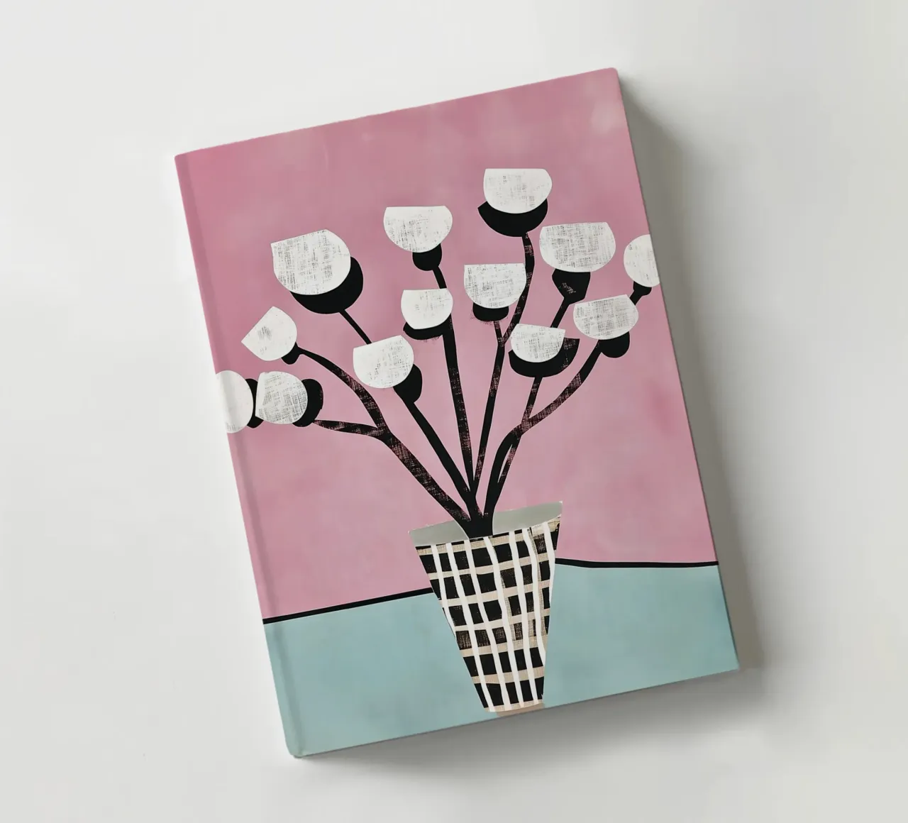 Floral idyll in a chequered vase notebook by Carinaprint