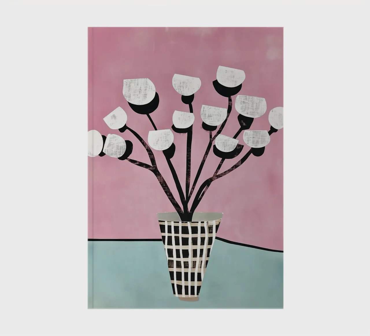 Floral idyll in a chequered vase notebook by Carinaprint