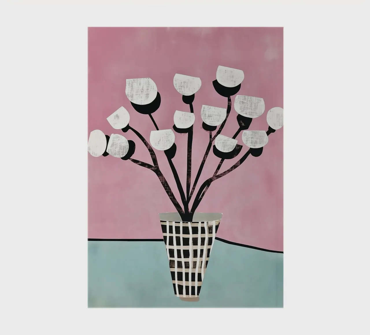 Floral idyll in a chequered vase notebook by Carinaprint