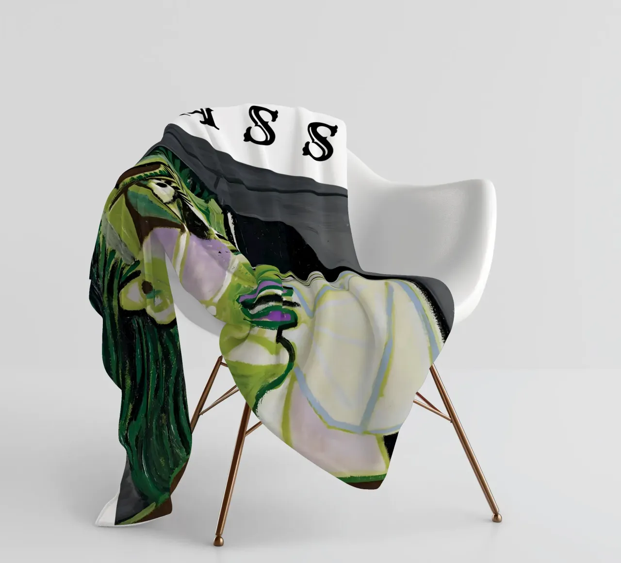 Donna dal volto verde in stile Picasso coperta in pile da tokovictory