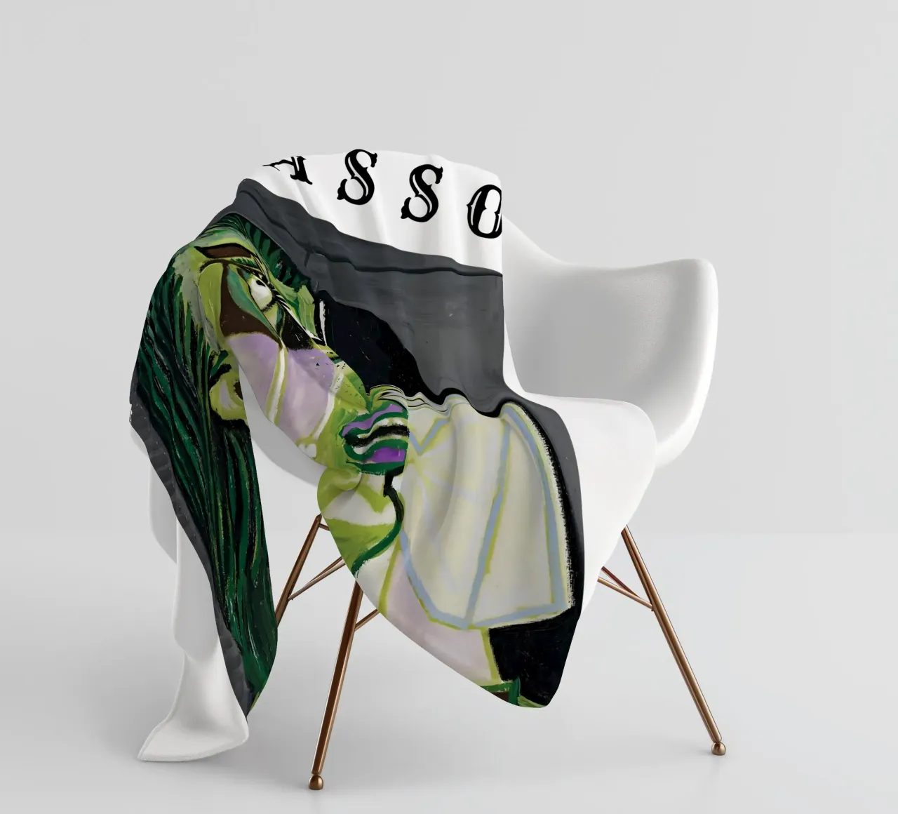 Donna dal volto verde in stile Picasso coperta in pile da tokovictory