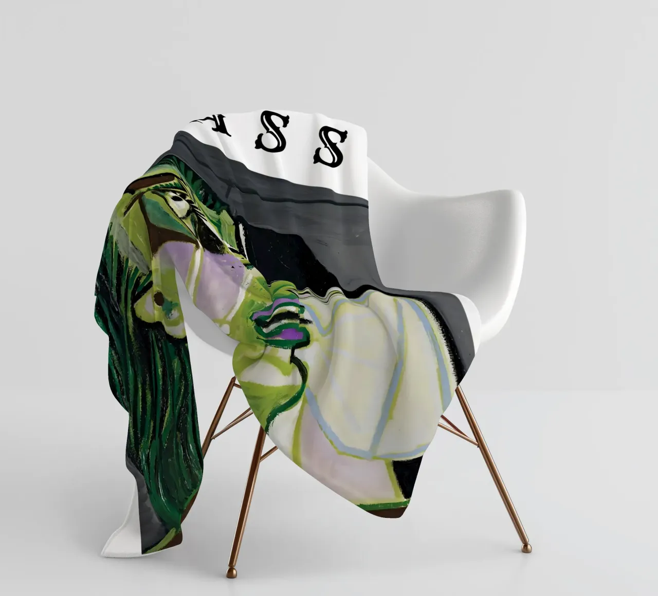 Donna dal volto verde in stile Picasso coperta in pile da tokovictory