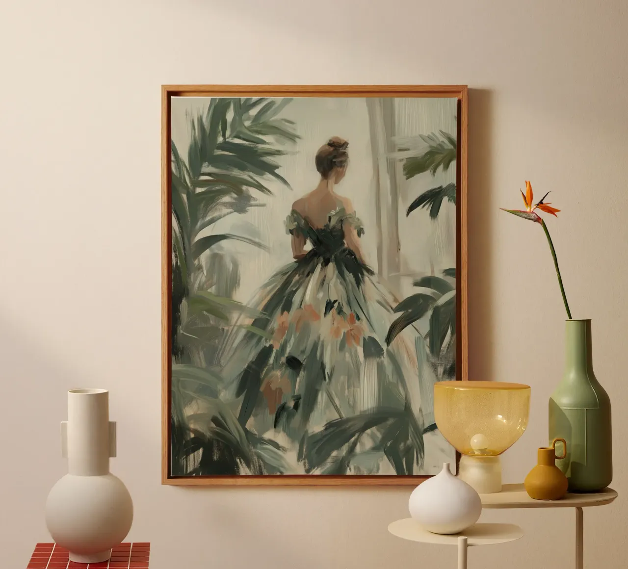 Charmant vrouwensilhouet canvas met Baklijst van Carinaprint