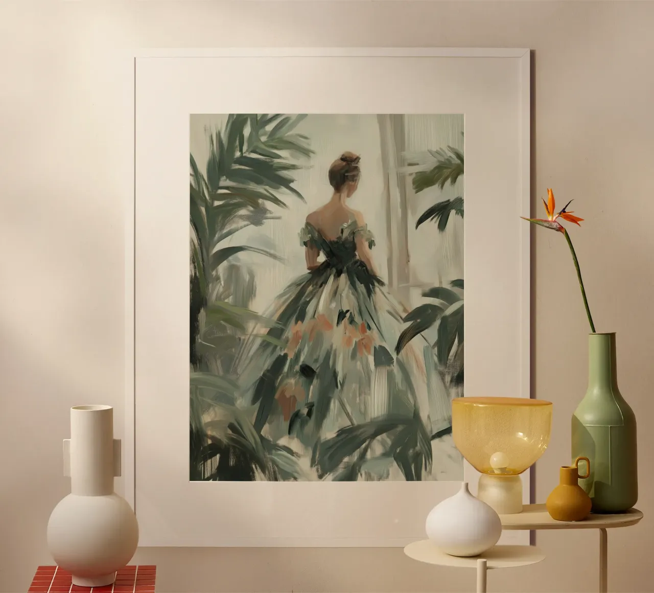 Un'affascinante silhouette femminile poster con telaio in legno da Carinaprint