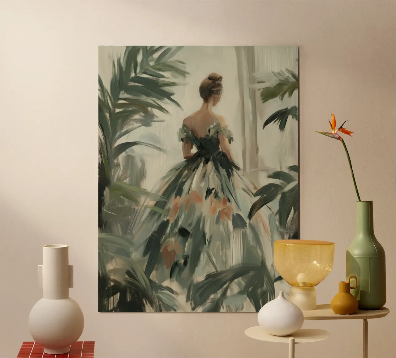 Un'affascinante silhouette femminile poster con telaio in legno da Carinaprint