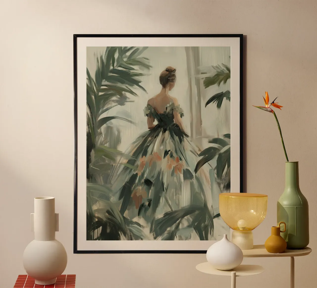 Un'affascinante silhouette femminile poster con telaio in legno da Carinaprint