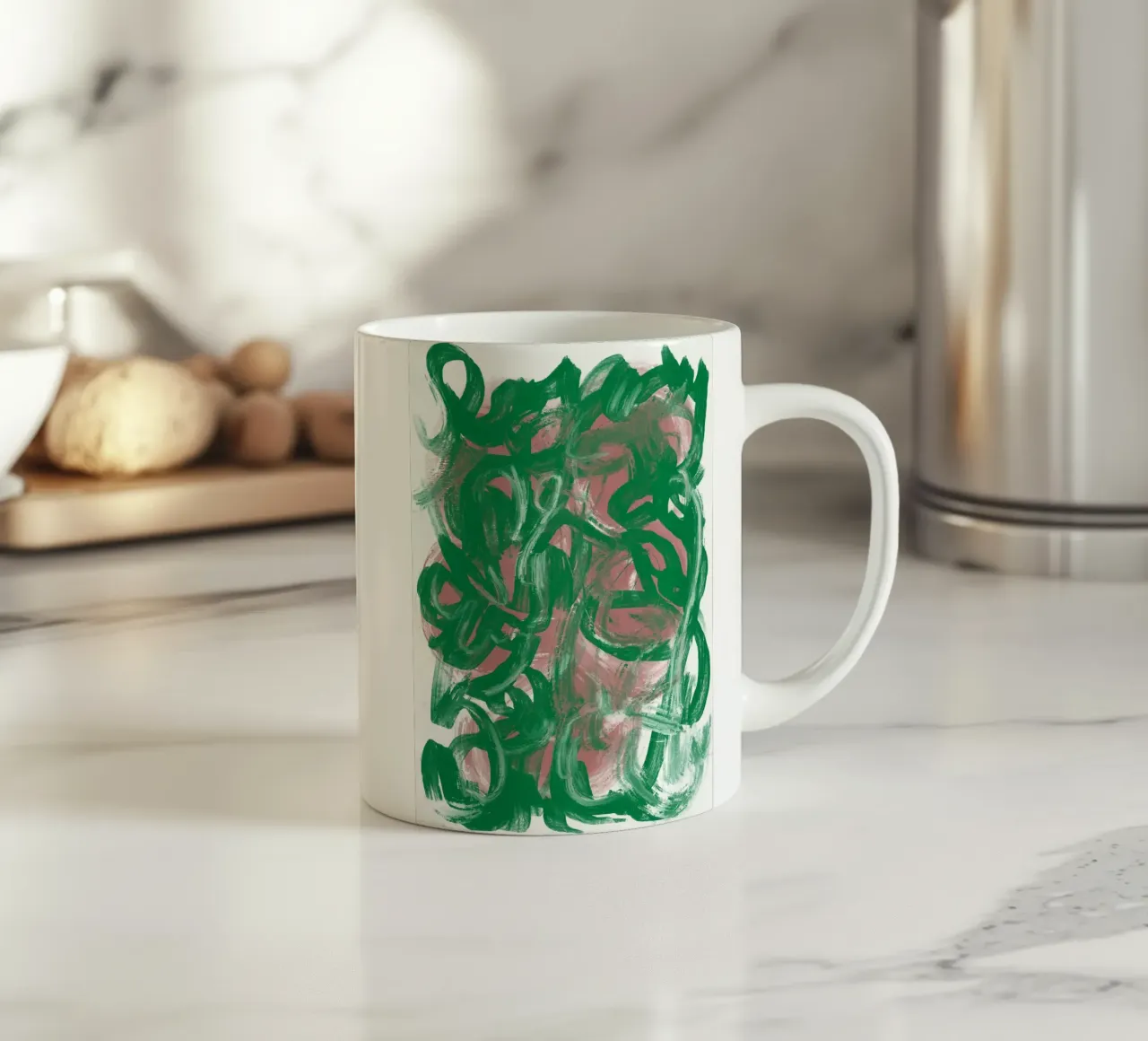 Chaos grün groß abstrakt Keramik Tasse von Little Dean