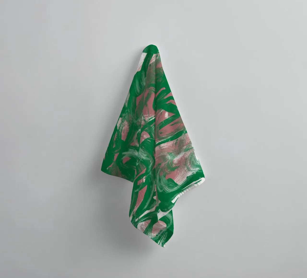 Chaos green large abstract towel by Little Dean
