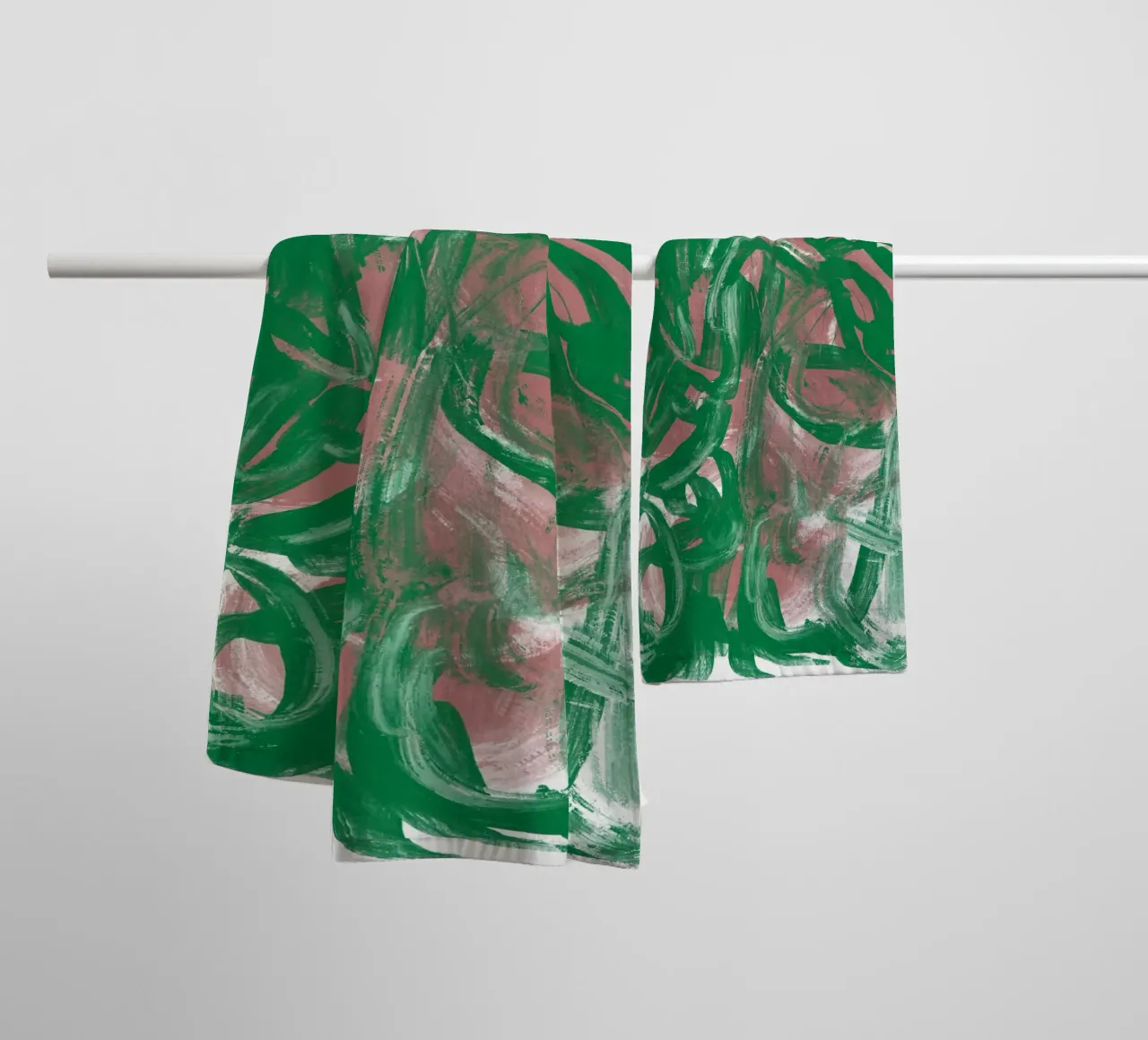 Chaos green large abstract towel by Little Dean