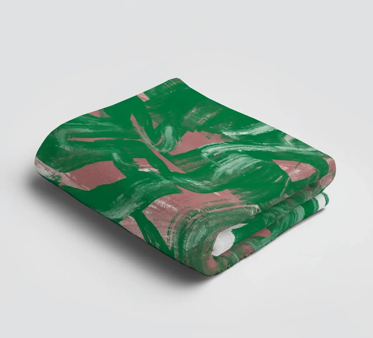 Chaos green large abstract towel by Little Dean