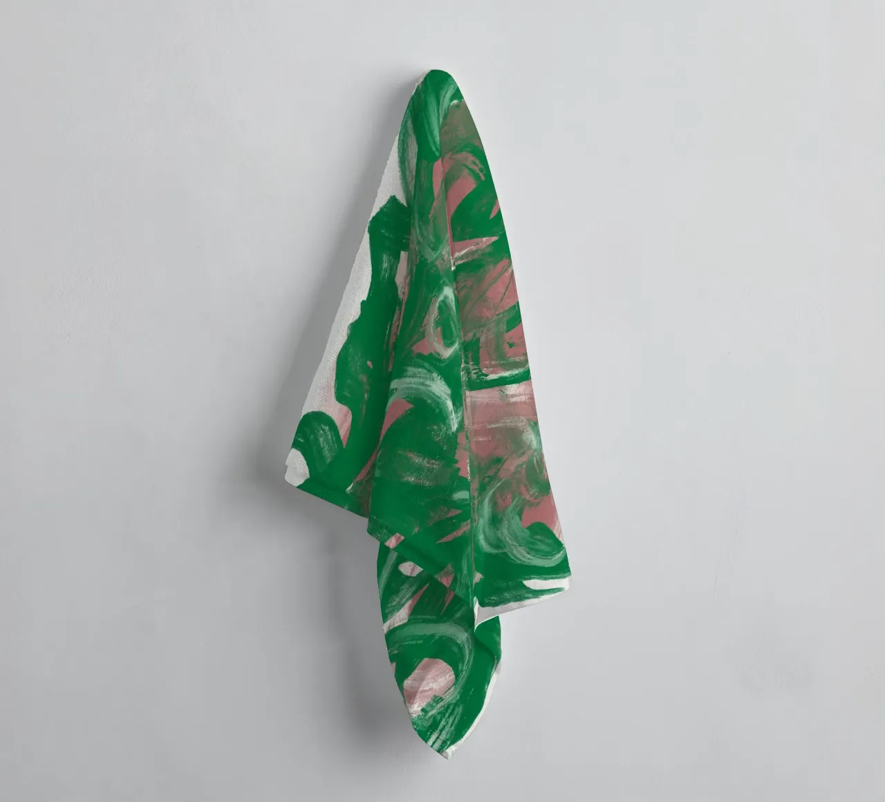 Chaos green large abstract towel by Little Dean