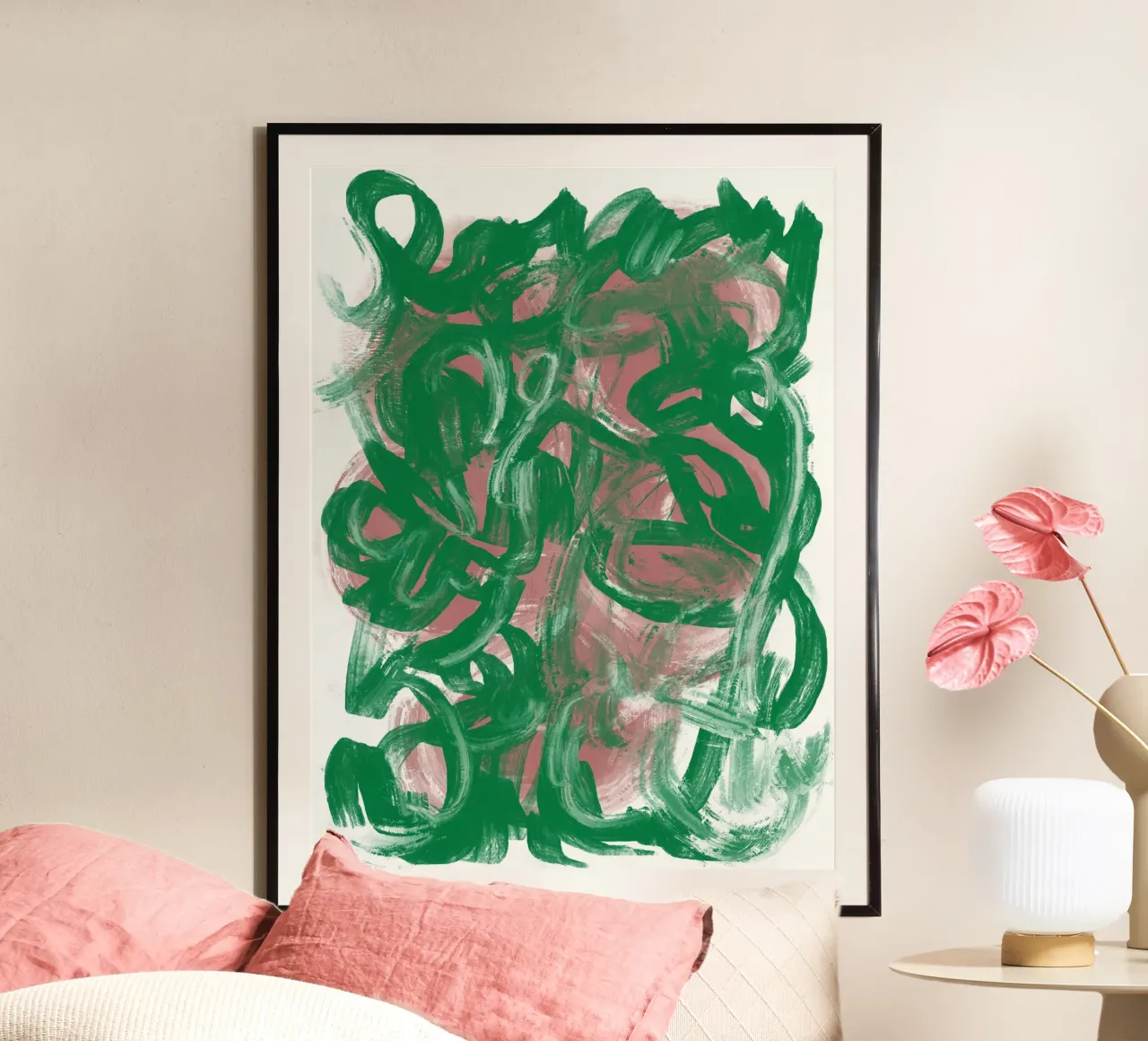Chaos groen groot abstract poster van Little Dean