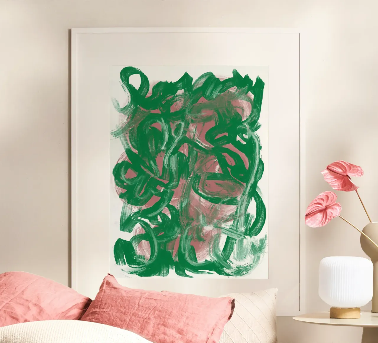Chaos groen groot abstract poster van Little Dean
