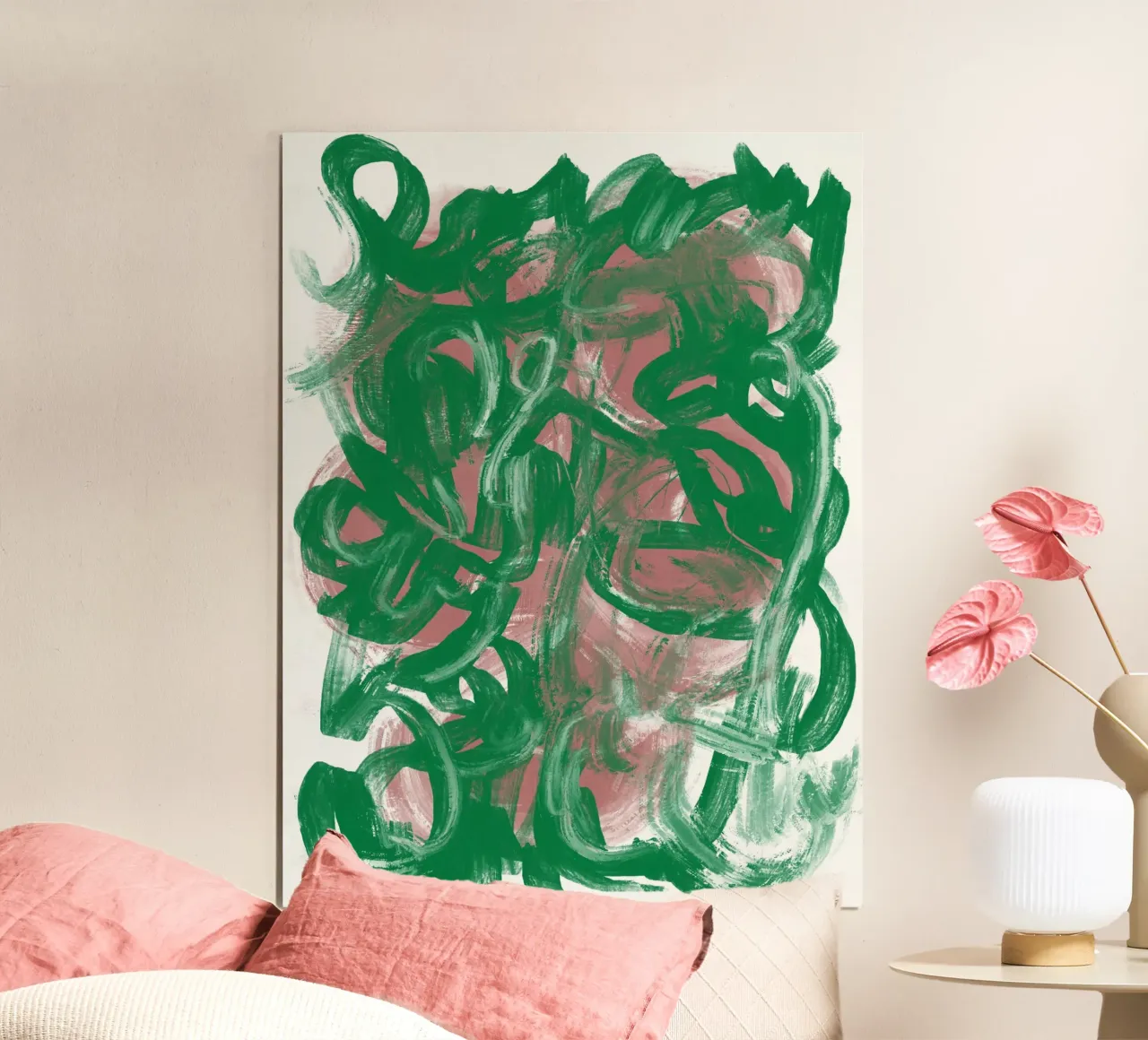 Chaos groen groot abstract poster van Little Dean