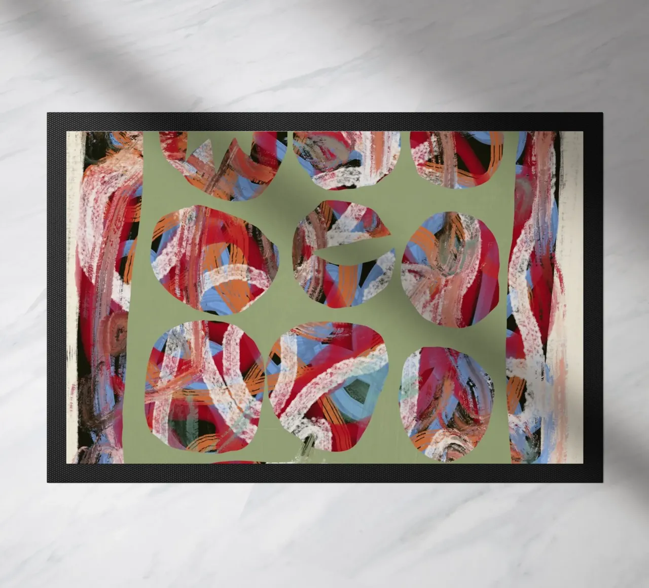Chaos color large abstract doormat by Little Dean