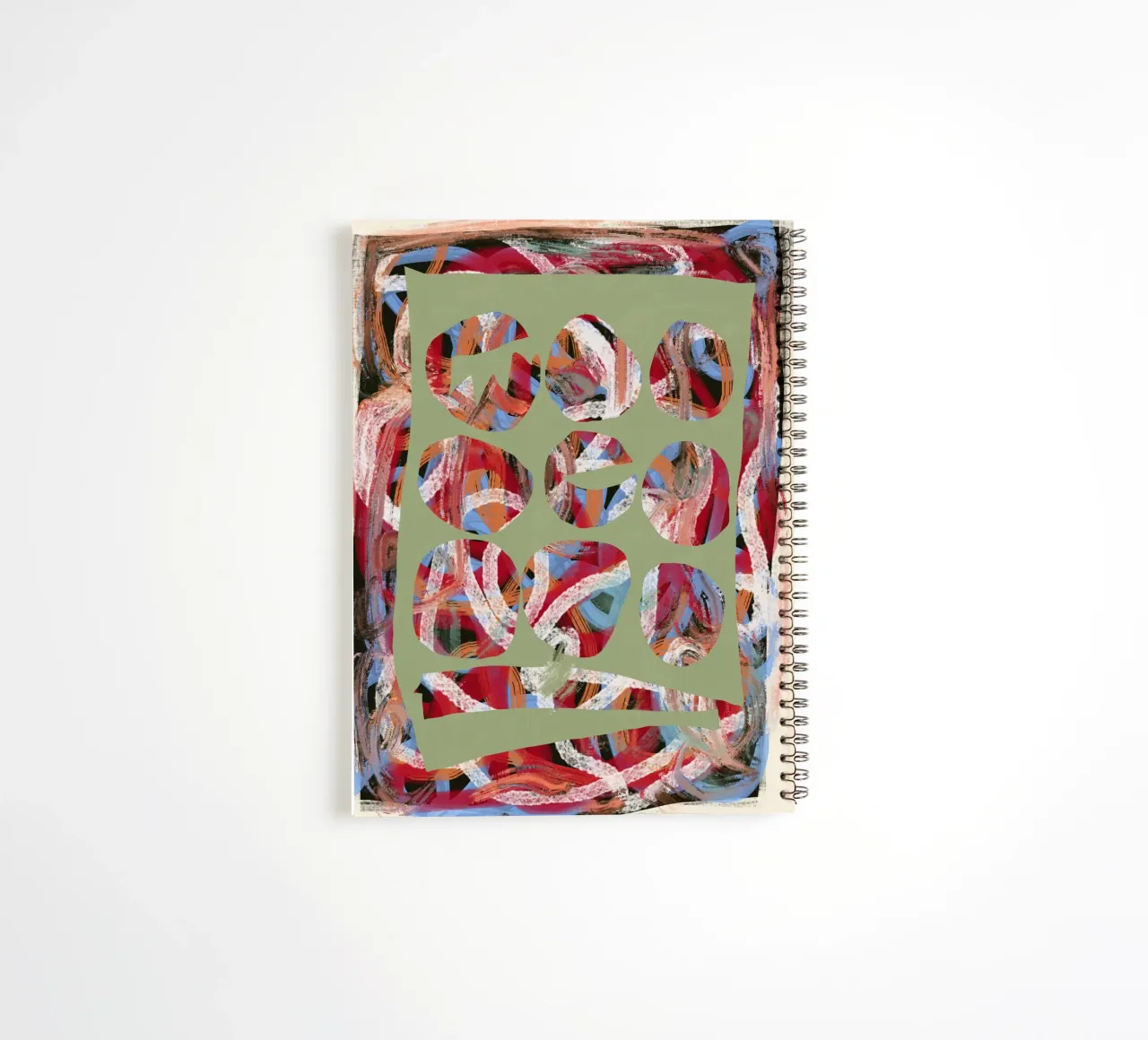 Chaos color large abstract spiral notebook by Little Dean