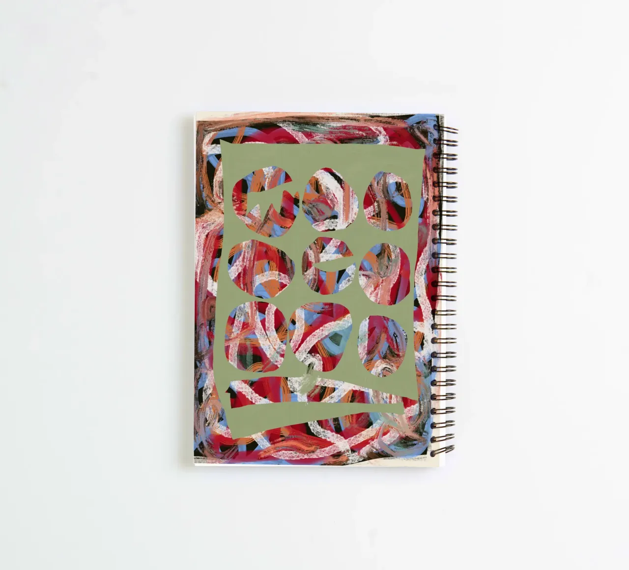 Chaos color large abstract spiral notebook by Little Dean