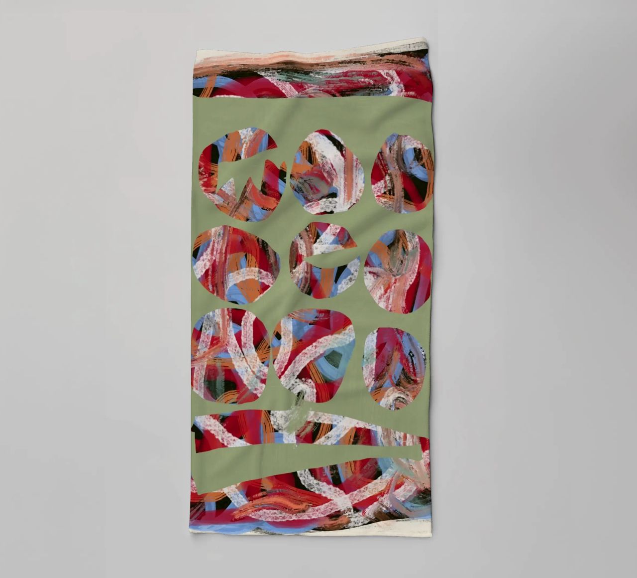 Chaos kleur groot abstract badhanddoek van Little Dean