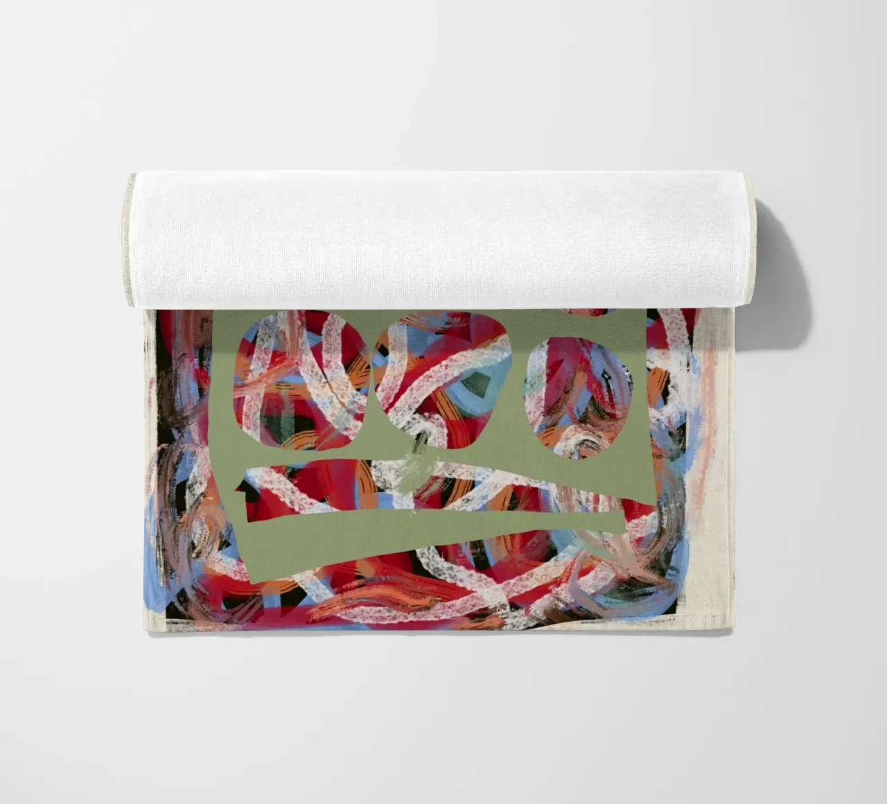 Chaos color large abstract beach towel by Little Dean