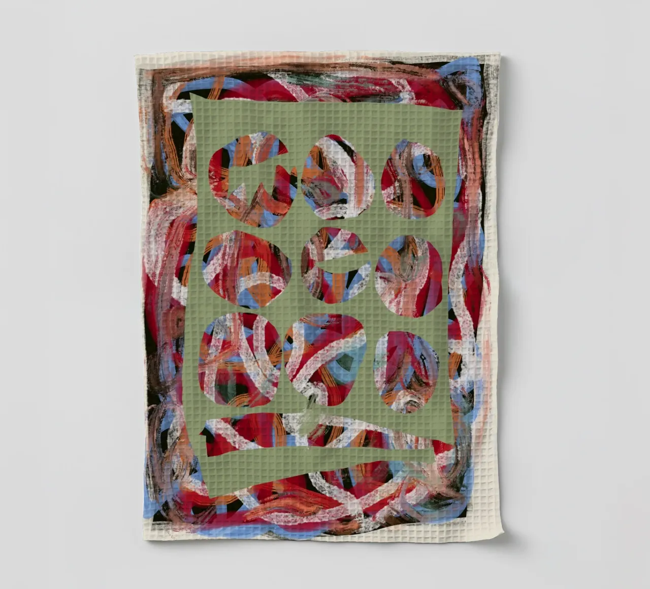 Chaos color large abstract tea towel by Little Dean