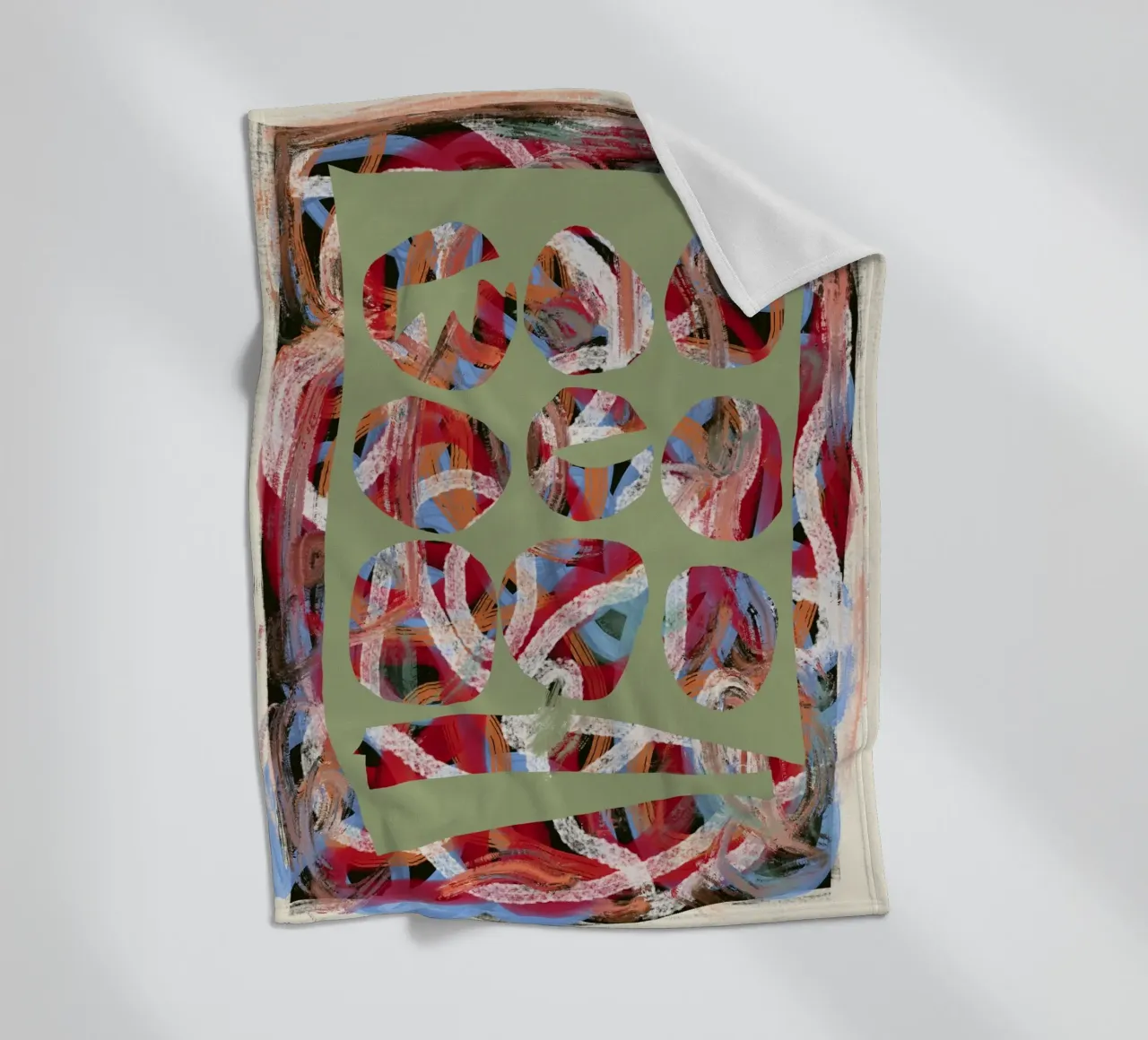 Chaos color large abstract fleece blanket by Little Dean