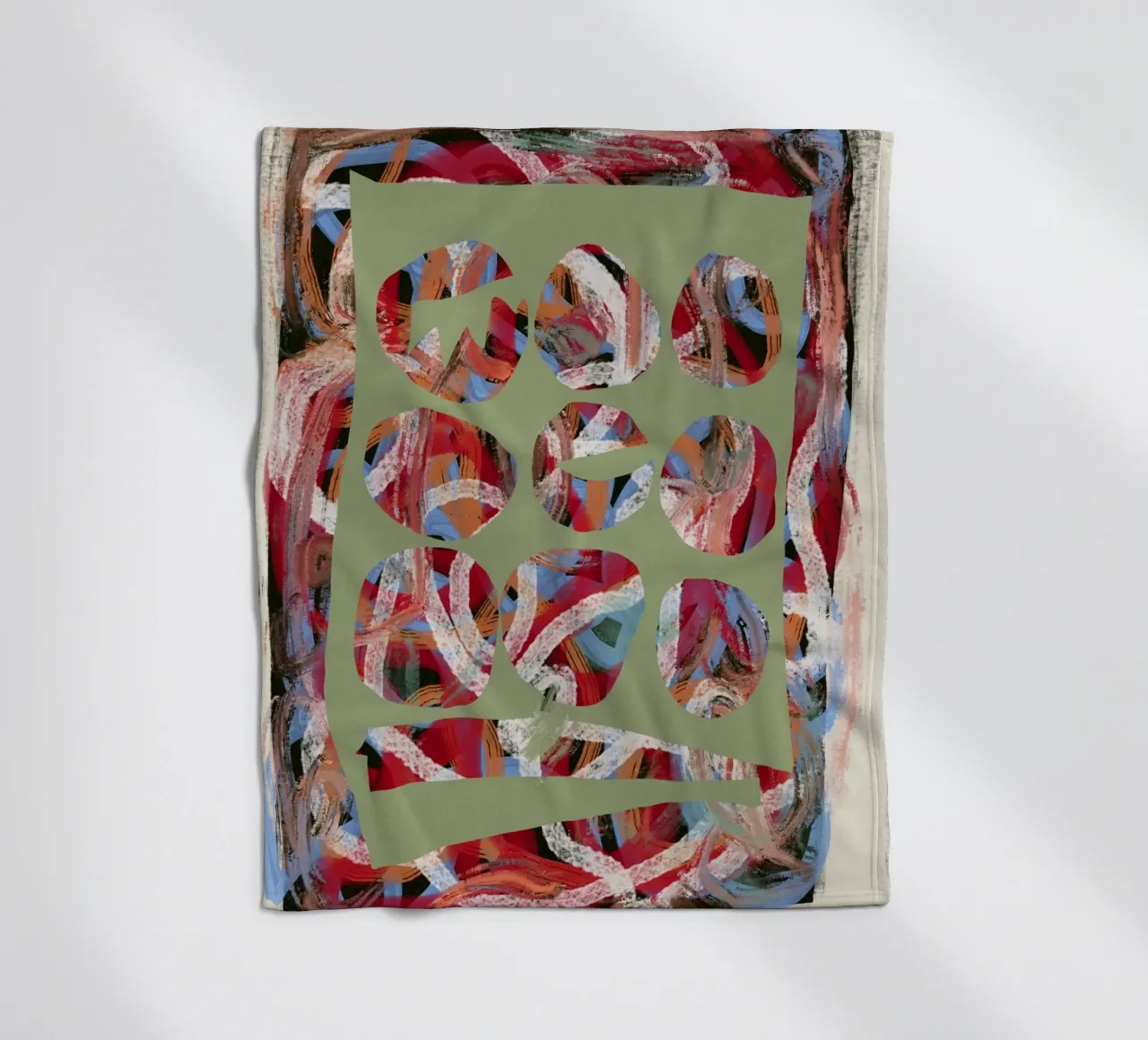 Chaos color large abstract fleece blanket by Little Dean