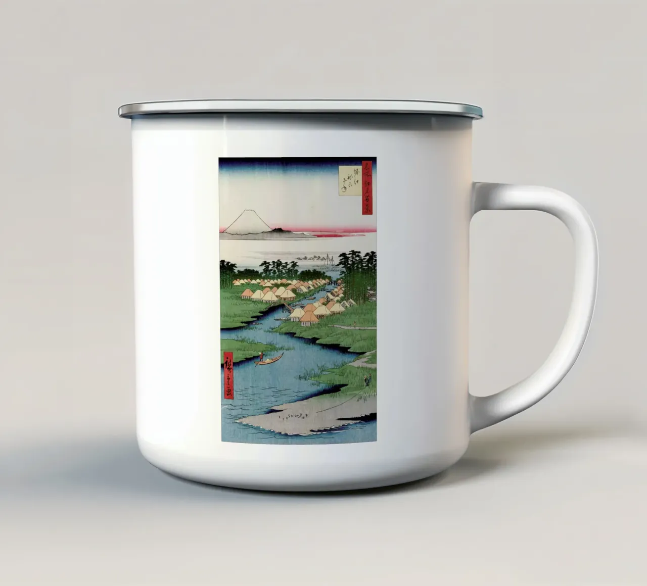 Hiroshige - Nekozane at Horikiri tazza in smalto da ARTOTHEK