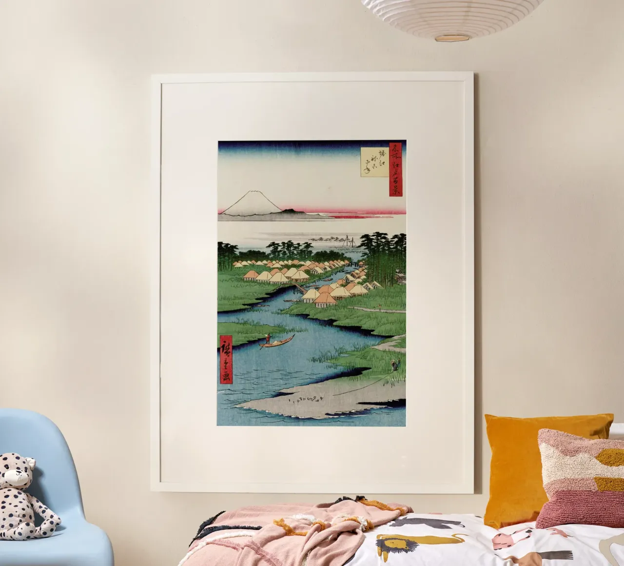 Hiroshige - Nekozane at Horikiri poster con telaio in legno da ARTOTHEK
