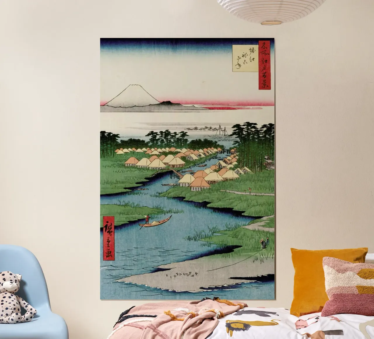 Hiroshige - Nekozane at Horikiri poster con telaio in legno da ARTOTHEK