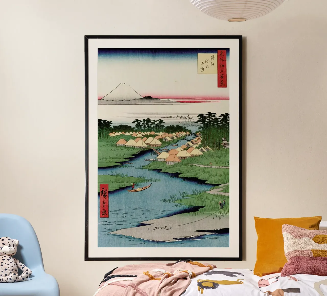 Hiroshige - Nekozane at Horikiri poster con telaio in legno da ARTOTHEK