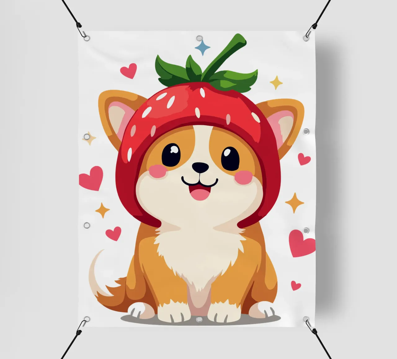 Dolcezza Corgi alla fragola telo in pvc da artdesign1985