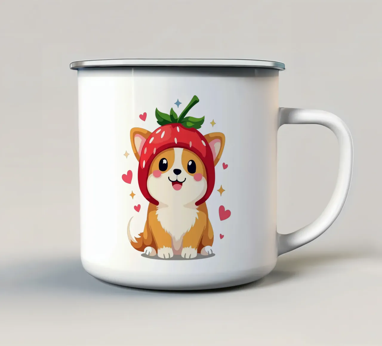 Dolcezza Corgi alla fragola tazza in smalto da artdesign1985