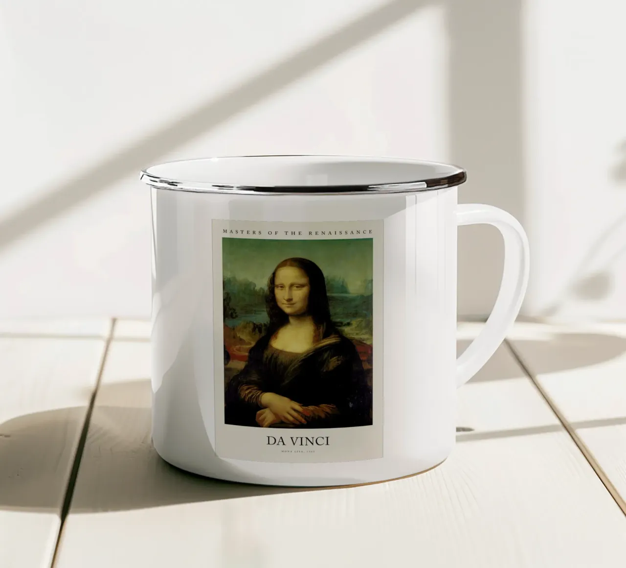 da Vinci - Mona Lisa tazza in smalto da Vintage by JUNIQE