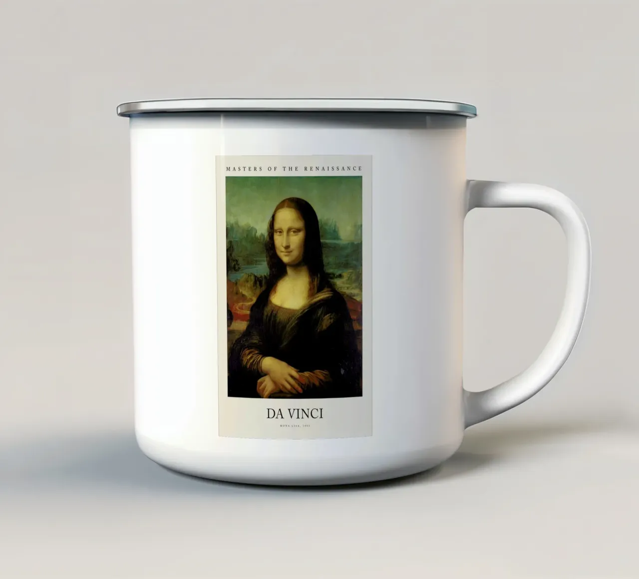 da Vinci - Mona Lisa tazza in smalto da Vintage by JUNIQE