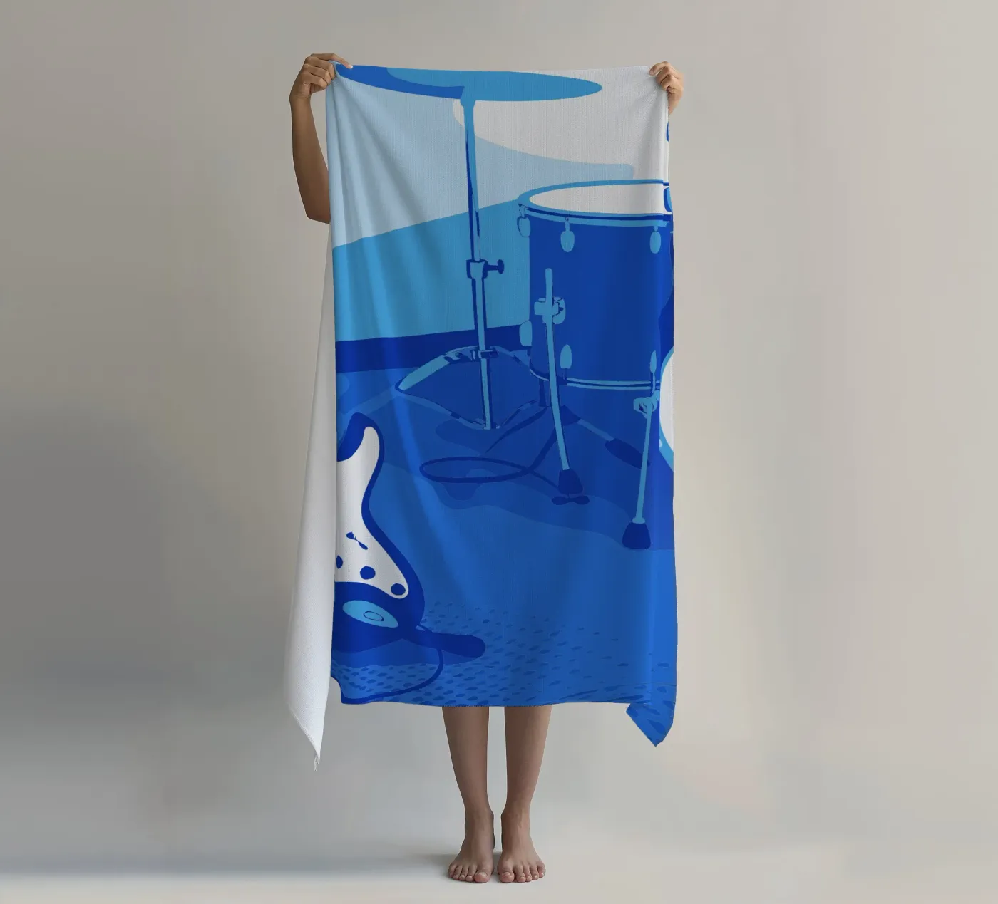 Chitarra e batteria blu telo mare da MUSIC EDITION