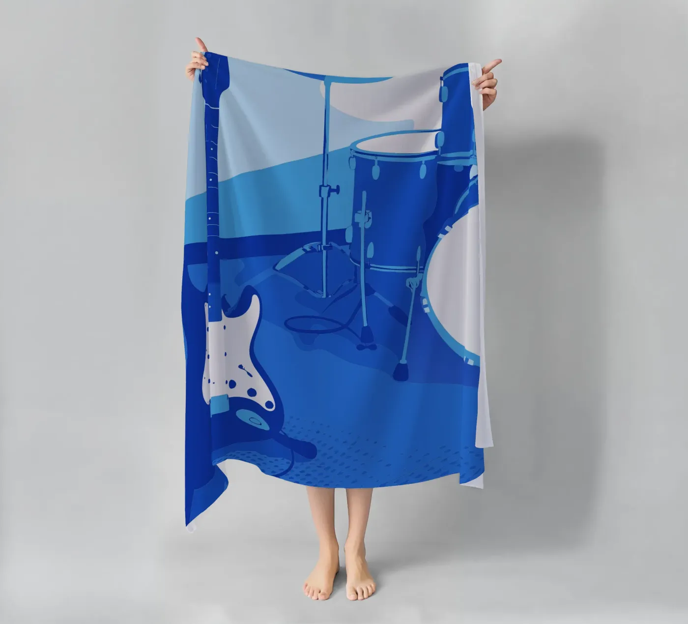 Chitarra e batteria blu telo mare da MUSIC EDITION