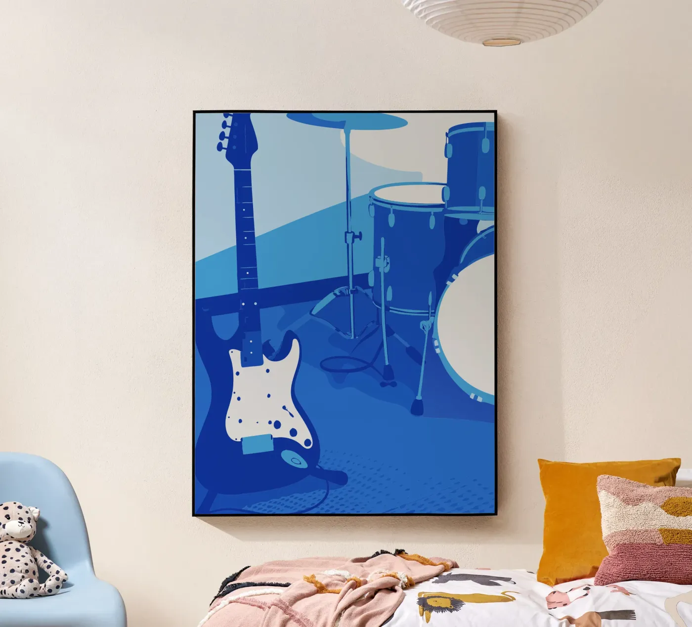 Blue Guitar And Drums Acryl-Glas von MUSIC EDITION